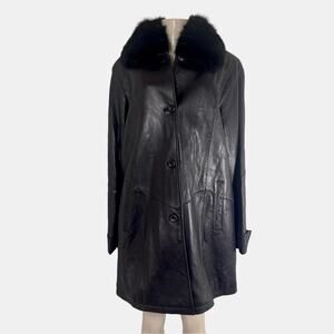 Overland Women's Genuine Leather Trench Coat Fur Black Thinsulate Mobwife Matrix